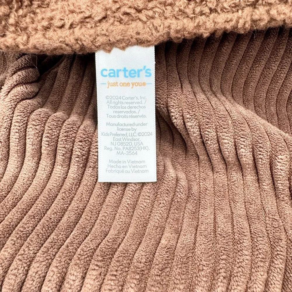Carters Just One You Brown Bear Plush Security Blanket Lovey Nubby Corduroy